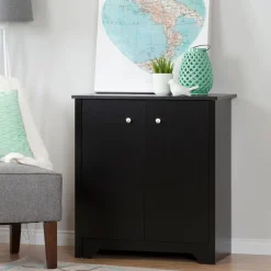 South Shore Small 2-Door Storage Cabinet - Vito Pure Black