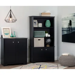 South Shore Small 2-Door Storage Cabinet - Vito Pure Black