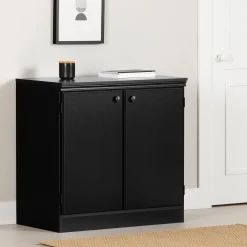 South Shore Storage Furniture>Small 2-Door Storage Cabinet - Morgan Pure Black