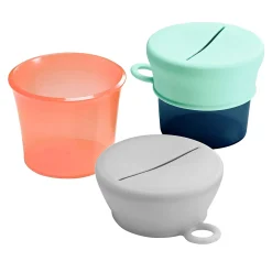 Kids Boon Snug Snack Cup with Silicone Lid - Navy / Orange