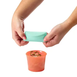 Kids Boon Snug Snack Cup with Silicone Lid - Navy / Orange