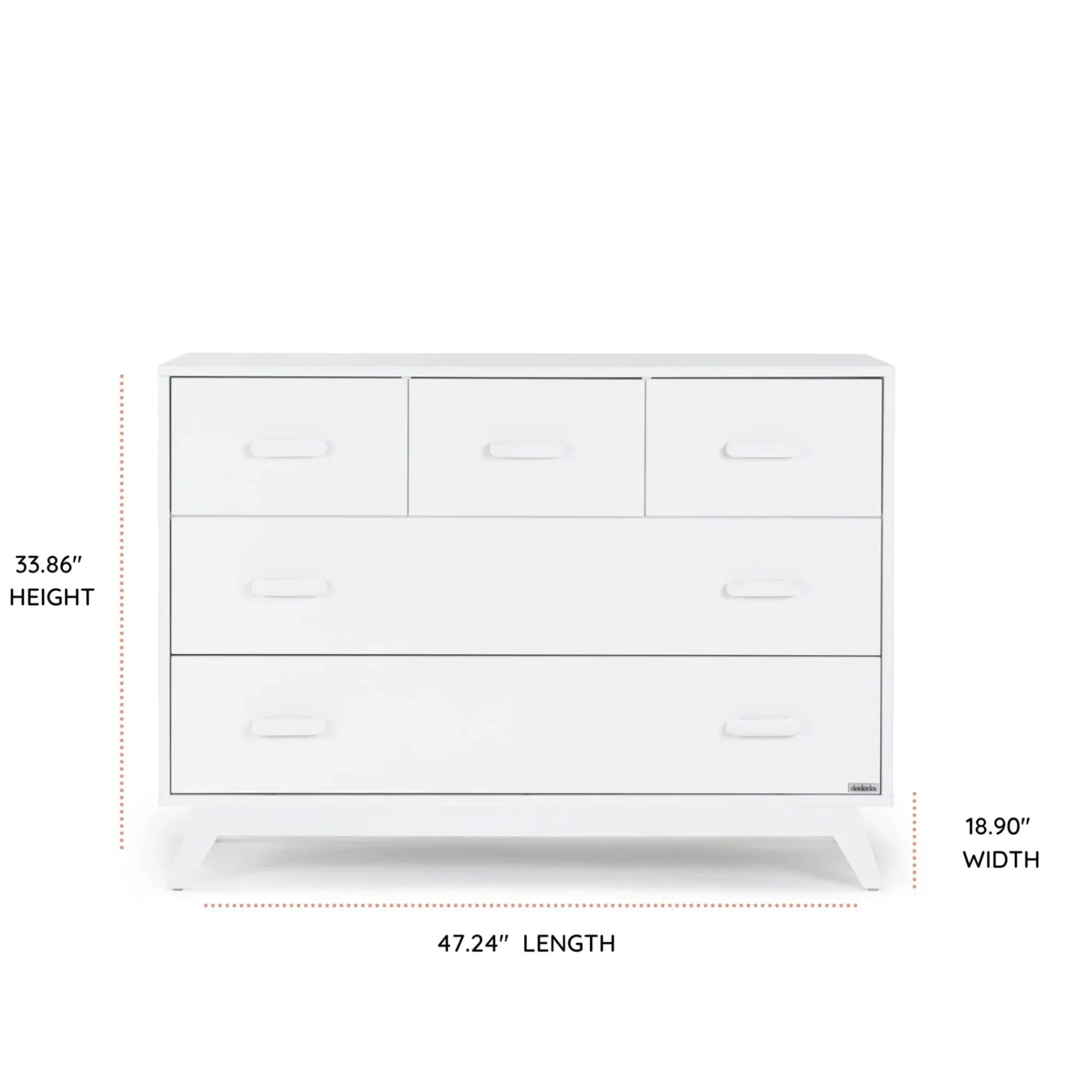 Dadada Baby Soho 5 Drawers Dresser - Whte