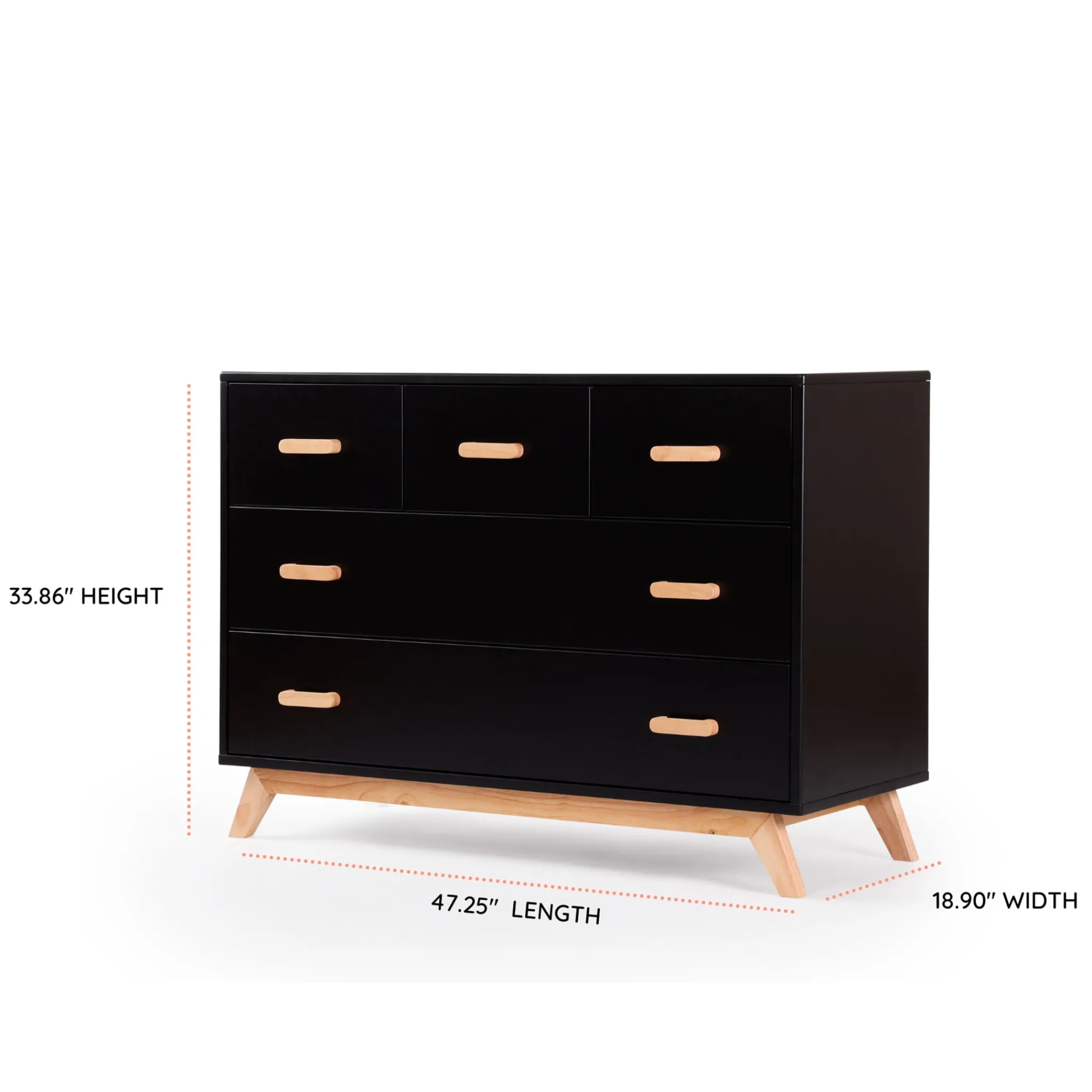Dadada Baby Soho 5-Drawer Dresser - Black / Natural