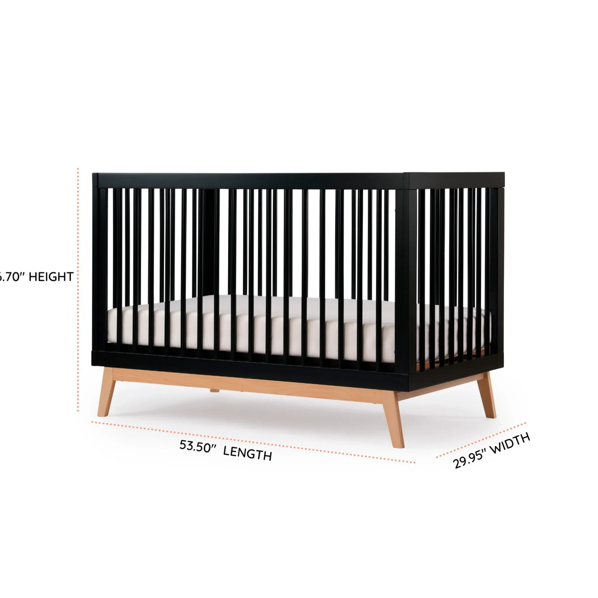 Dadada Baby Soho 3-in-1 Convertible Crib - Black / Natural