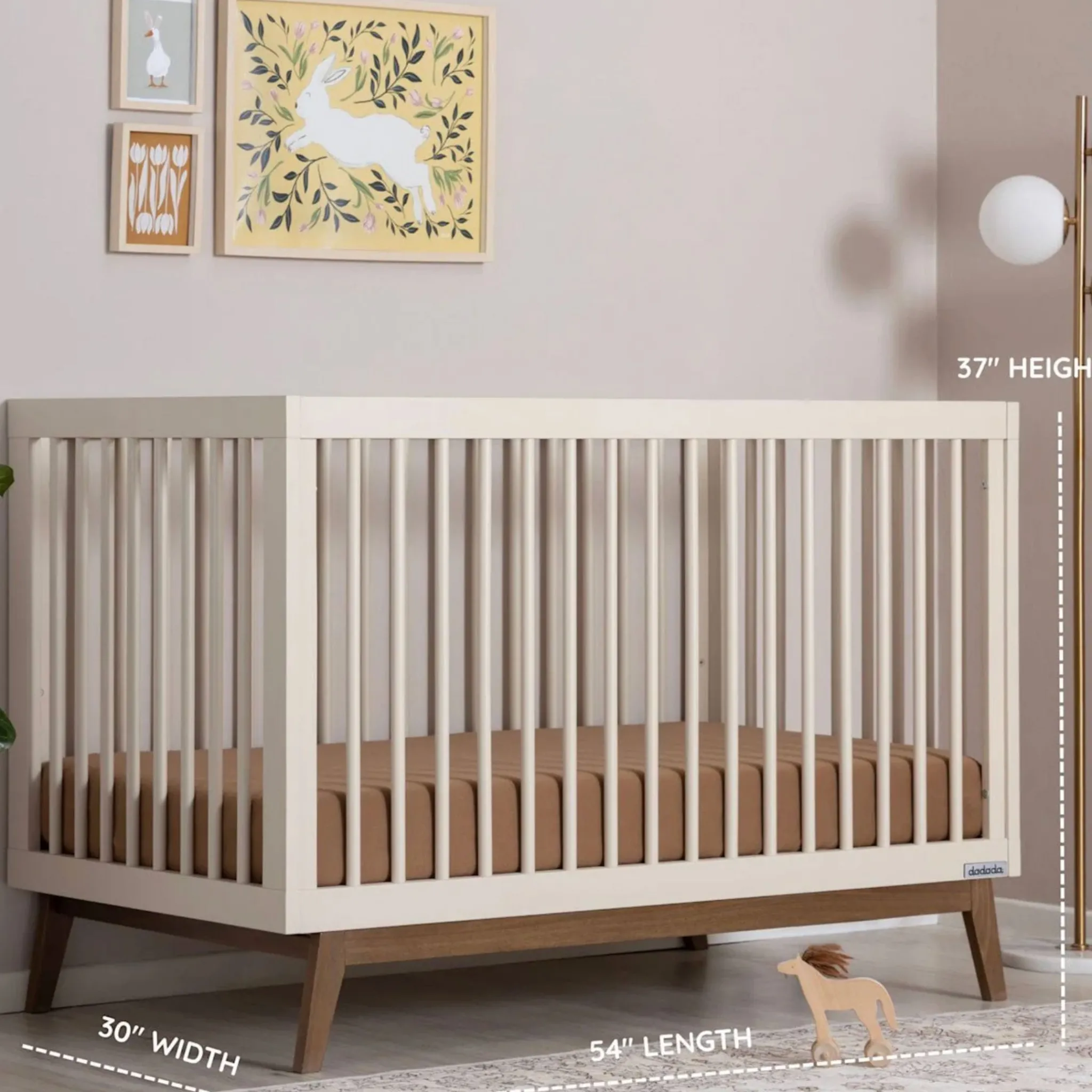 Dadada Baby Cribs & Mattresses|Cribs & Mattresses>Soho 3-in-1 Convertible Crib - Almond Milk / Walnut