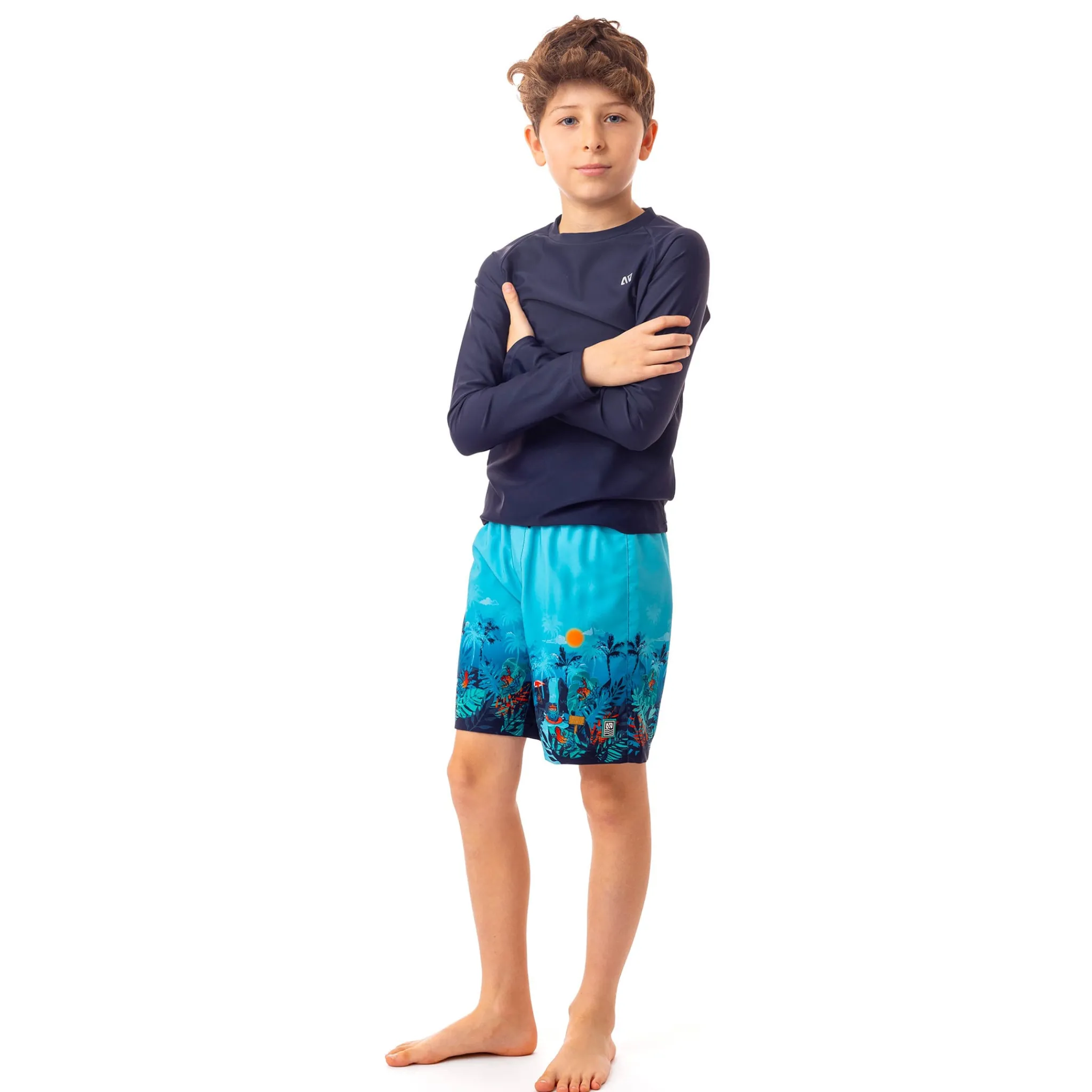 Kids/BOY Nano Solid Long Sleeves UV Rashguard 7-10y