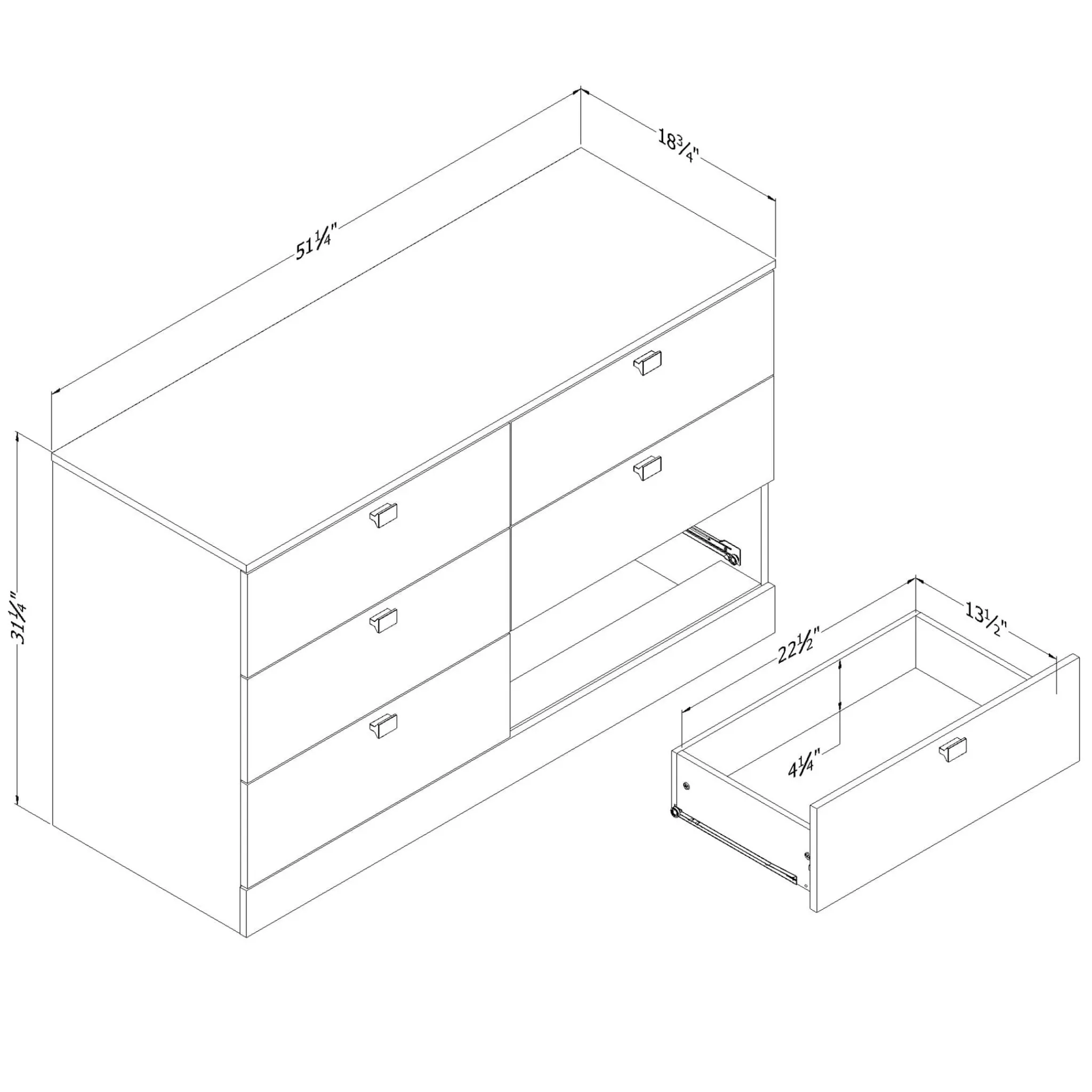 South Shore Storage Furniture>Spark 6 Drawer Chest - White