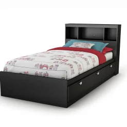 South Shore Twin, Full & Queen Beds>Spark Twin Bookcase Headboard - Pure Black