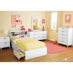 South Shore Twin, Full & Queen Beds>Spark Twin Bookcase Headboard - Pure White