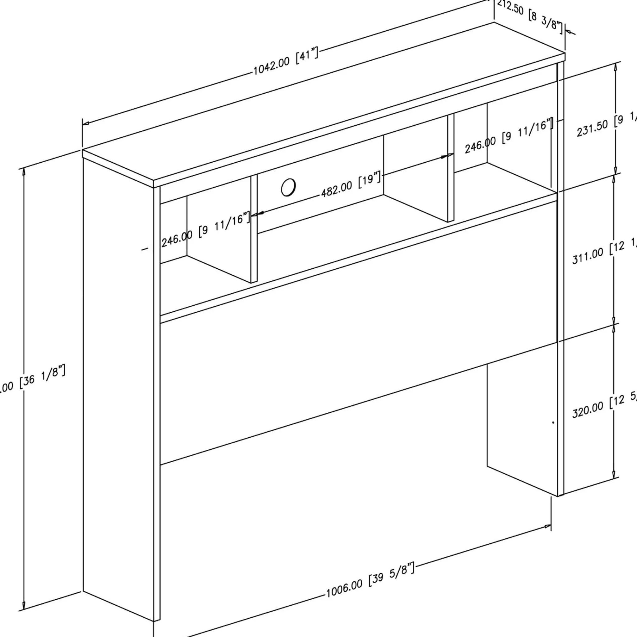 South Shore Twin, Full & Queen Beds>Spark Twin Bookcase Headboard - Pure White