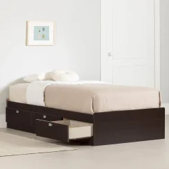 South Shore Spark Twin Mates Bed with Drawers - Chocolate