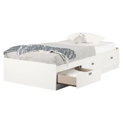 South Shore Spark Twin Mates Bed with Drawers - Pure White