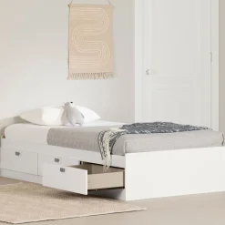 South Shore Spark Twin Mates Bed with Drawers - Pure White