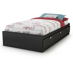 South Shore Spark Twin Mates Bed with Drawers - Pure Black
