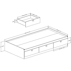 South Shore Spark Twin Mates Bed with Drawers - Pure Black