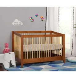Babyletto Sprout 4-in-1 Convertible Crib withToddler Bed Conversion Kit - Chestnut / Natural