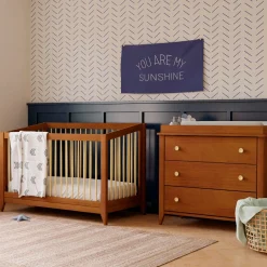 Babyletto Sprout 4-in-1 Convertible Crib withToddler Bed Conversion Kit - Chestnut / Natural
