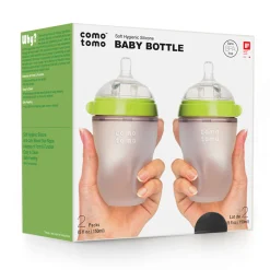Como Tomo Squeezable Natural Flowing Bottle 8oz Set of 2 - Green