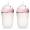 Como Tomo Squeezable Natural Flowing Bottle 8oz Set of 2 - Pink