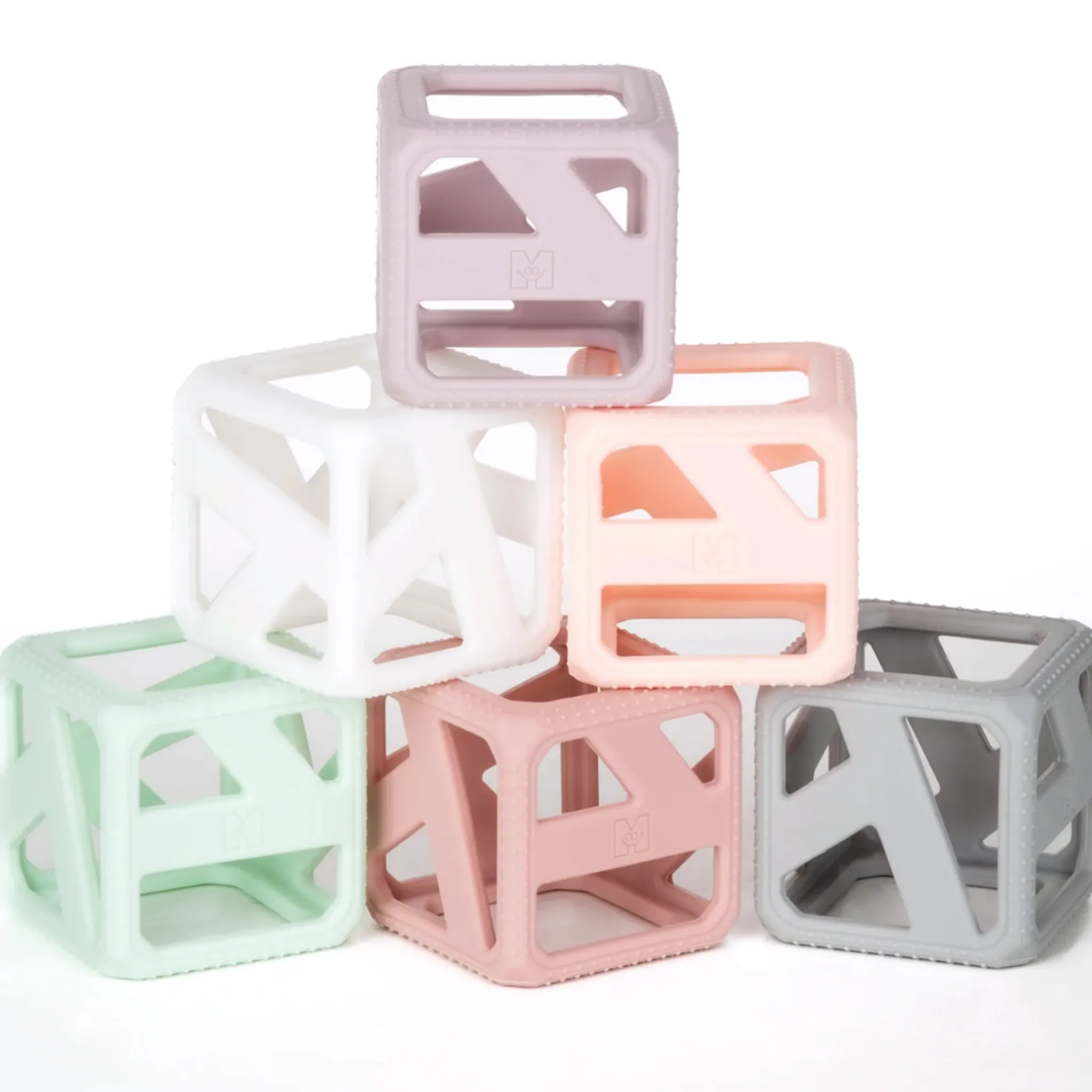 Munch Mitt Teething Toys>Stack N Chew Mini Cubes - Pastel