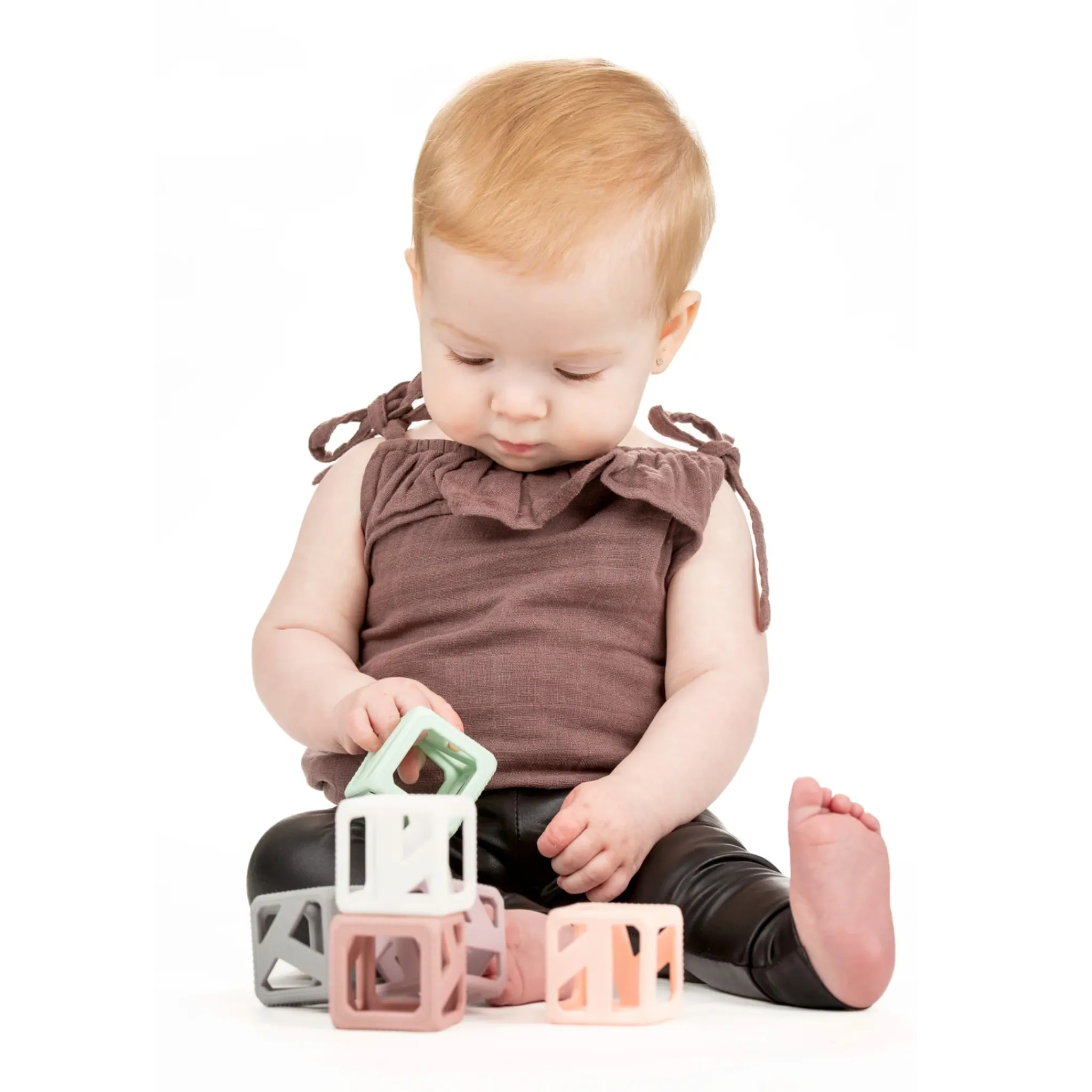 Munch Mitt Teething Toys>Stack N Chew Mini Cubes - Pastel