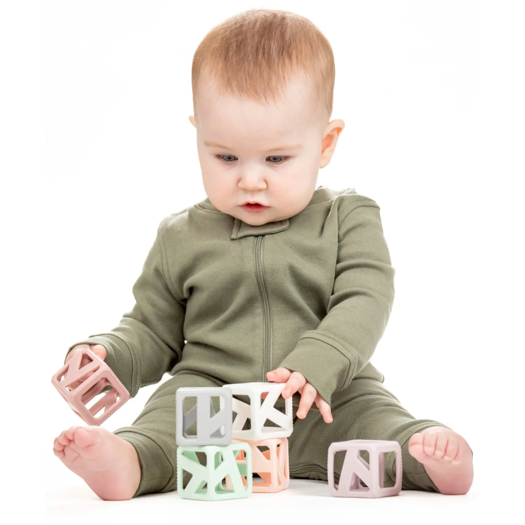 Munch Mitt Teething Toys>Stack N Chew Mini Cubes - Pastel