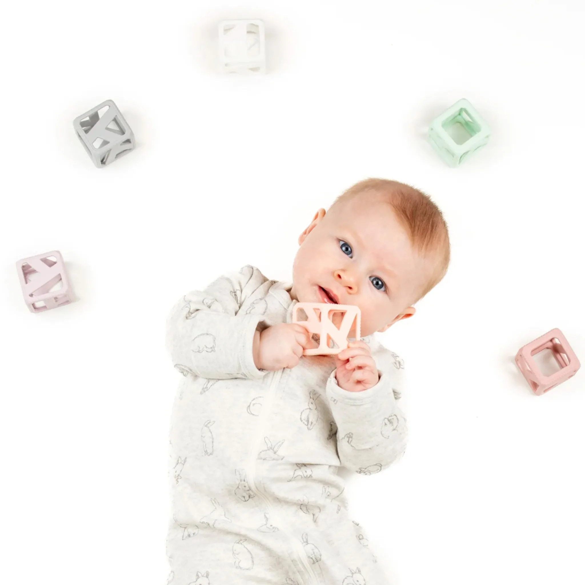 Munch Mitt Teething Toys>Stack N Chew Mini Cubes - Pastel