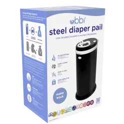 Ubbi Stainless Steel Diapers Pail - Black Matte