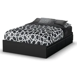 South Shore Step One Double Mates Bed with 3 Drawers - Pure Black