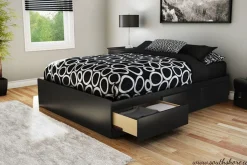 South Shore Step One Double Mates Bed with 3 Drawers - Pure Black
