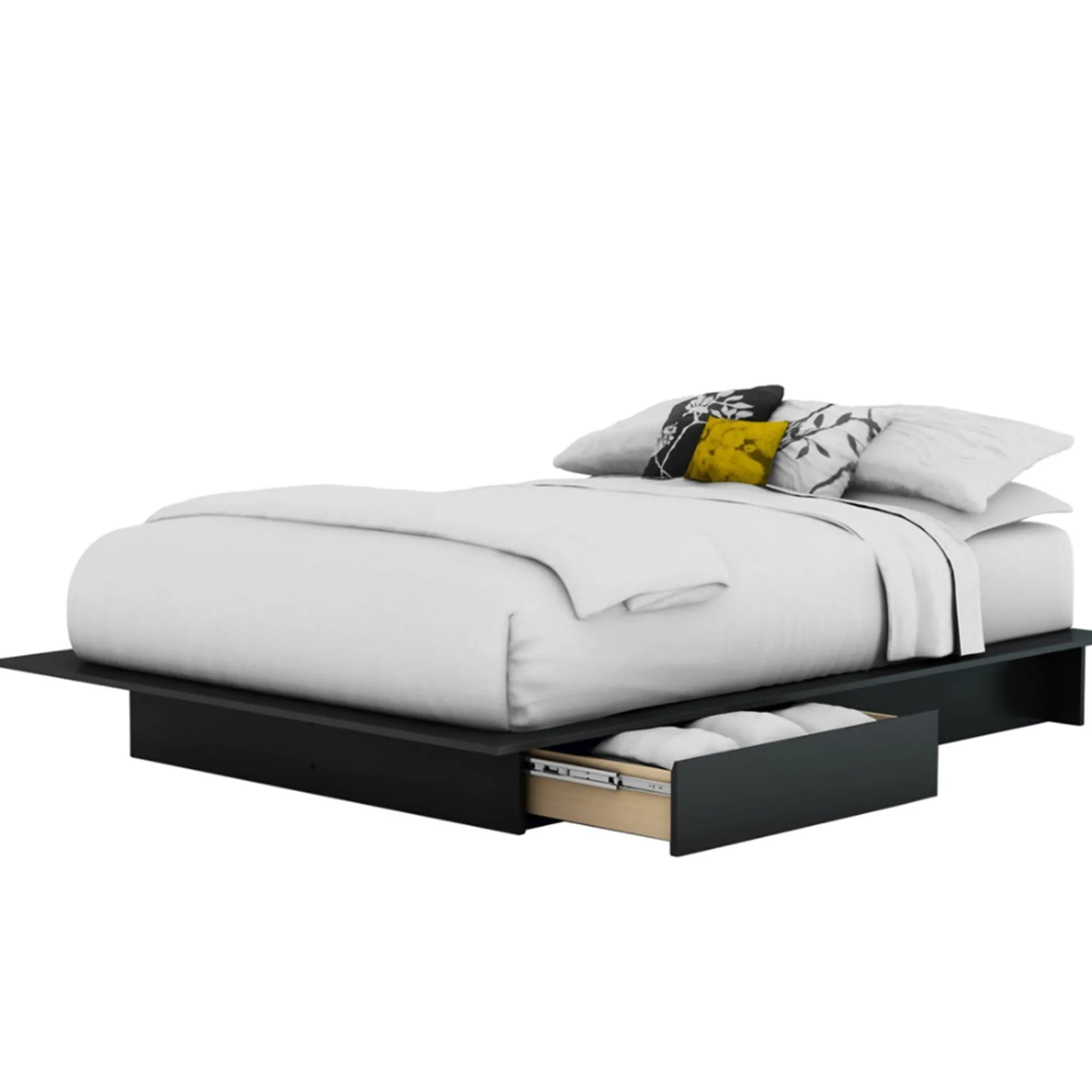 South Shore Step One Double Platform Bed - Pure Black