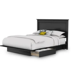 South Shore Step One Double Platform Bed - Pure Black