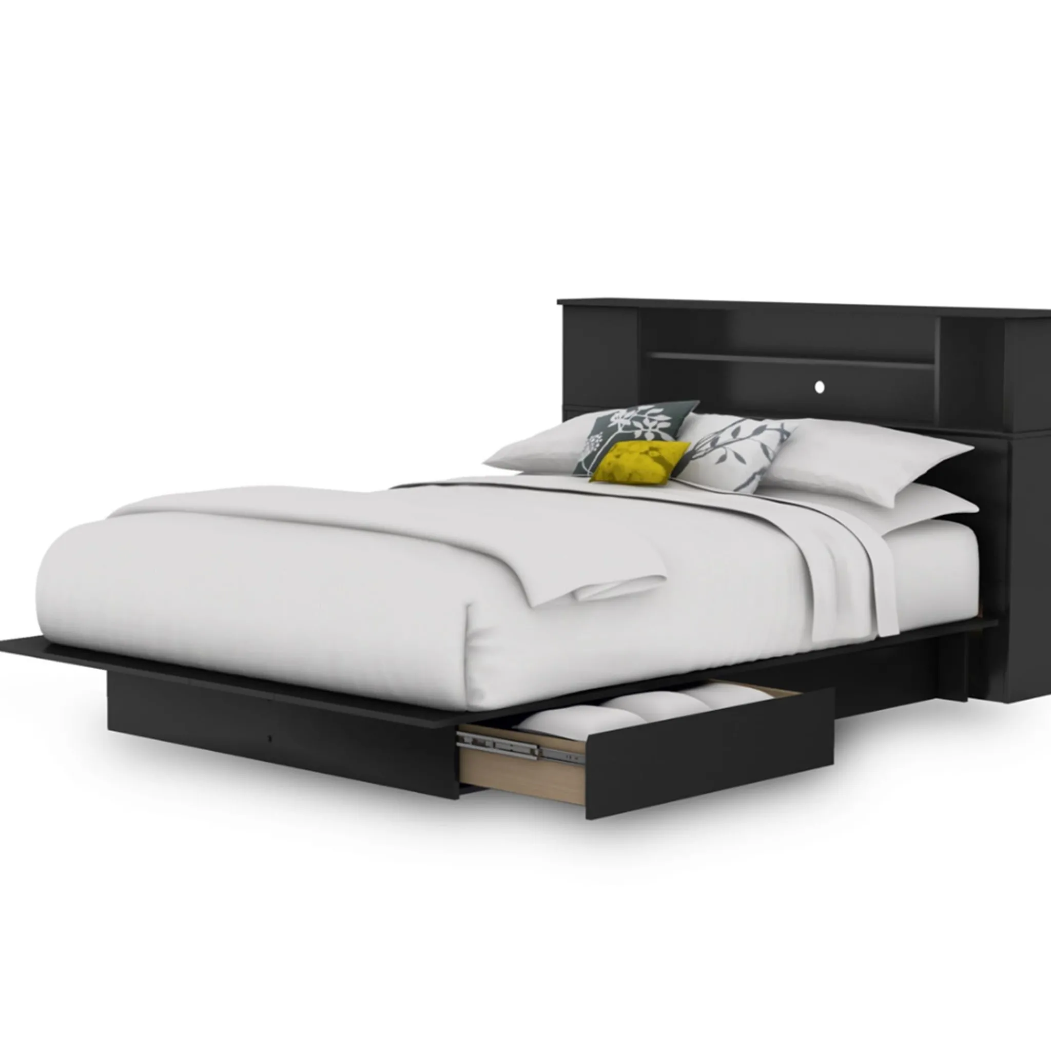 South Shore Step One Double Platform Bed - Pure Black