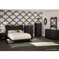 South Shore Step One Double Platform Bed - Pure Black