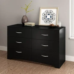 South Shore Step One 6-Drawer Double Dresser - Pure Black