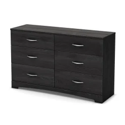 South Shore Storage Furniture>Step One 6-Drawer Double Dresser - Gray Oak