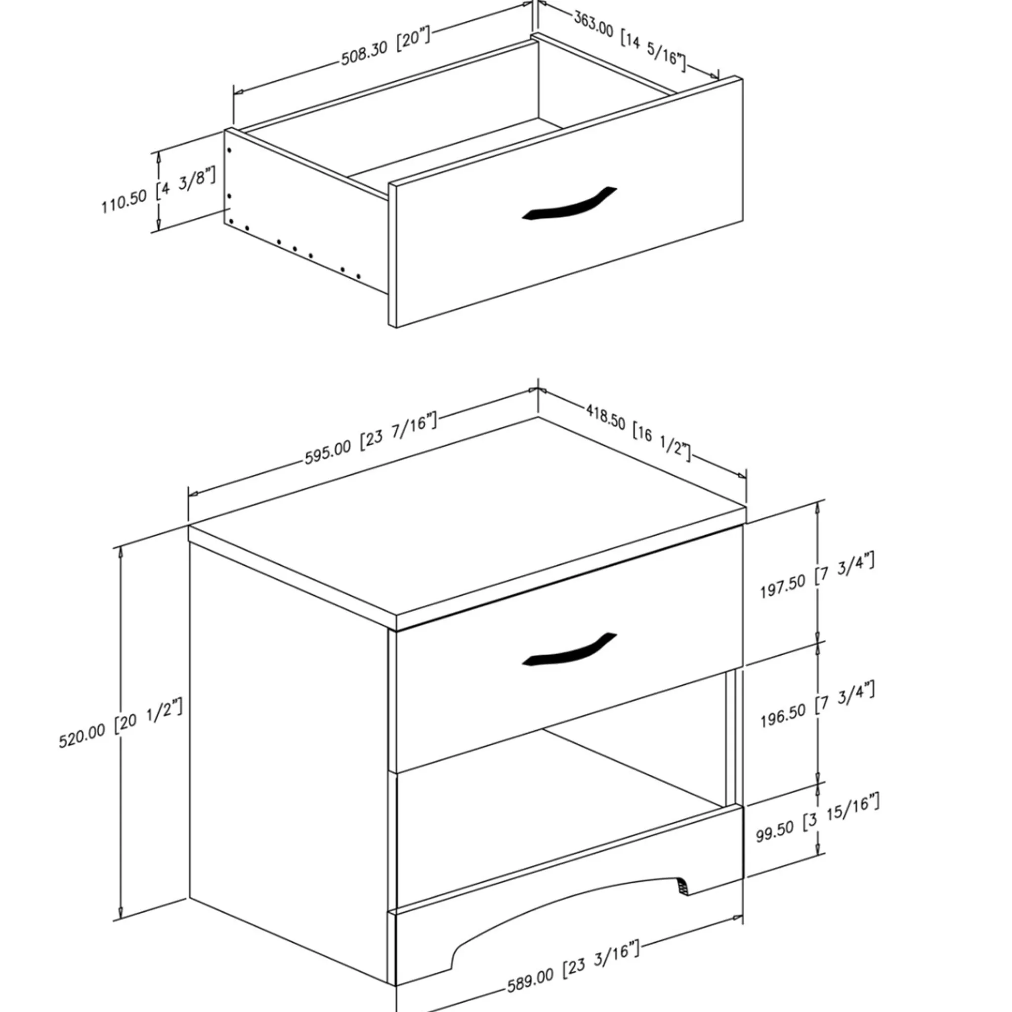 South Shore Nightstands>Step One 1-Drawer Nightstand - Pure Black