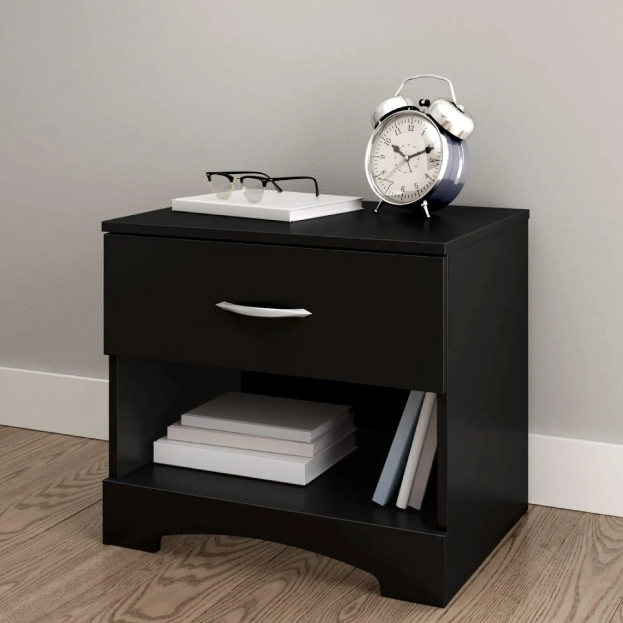 South Shore Nightstands>Step One 1-Drawer Nightstand - Pure Black
