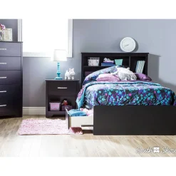 South Shore Step One Mates Bed with 3 Drawers - Pure Black