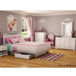 South Shore Twin, Full & Queen Beds>Step One Queen / Double Platform Bed - Pure White