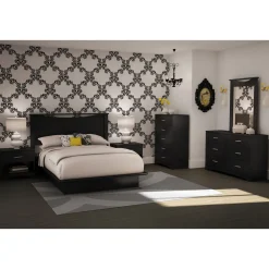 South Shore Step One Queen Platform Bed - Pure Black