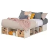 South Shore Twin, Full & Queen Beds>Storage Bed with Baskets - Avilla Winter Oak