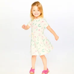 Kids Deux par Deux Straw Hat Flowers Dress 3-6