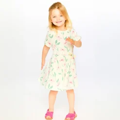 Kids Deux par Deux Straw Hat Flowers Dress 7-10