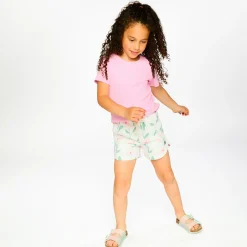 Kids Deux par Deux Straw Hat Flowers Short 7-10