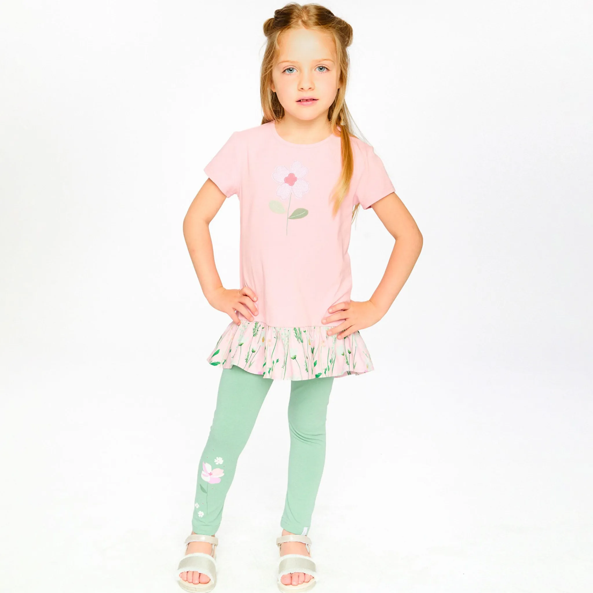 Kids Deux par Deux Straw Hat Flowers Tunic 7-10