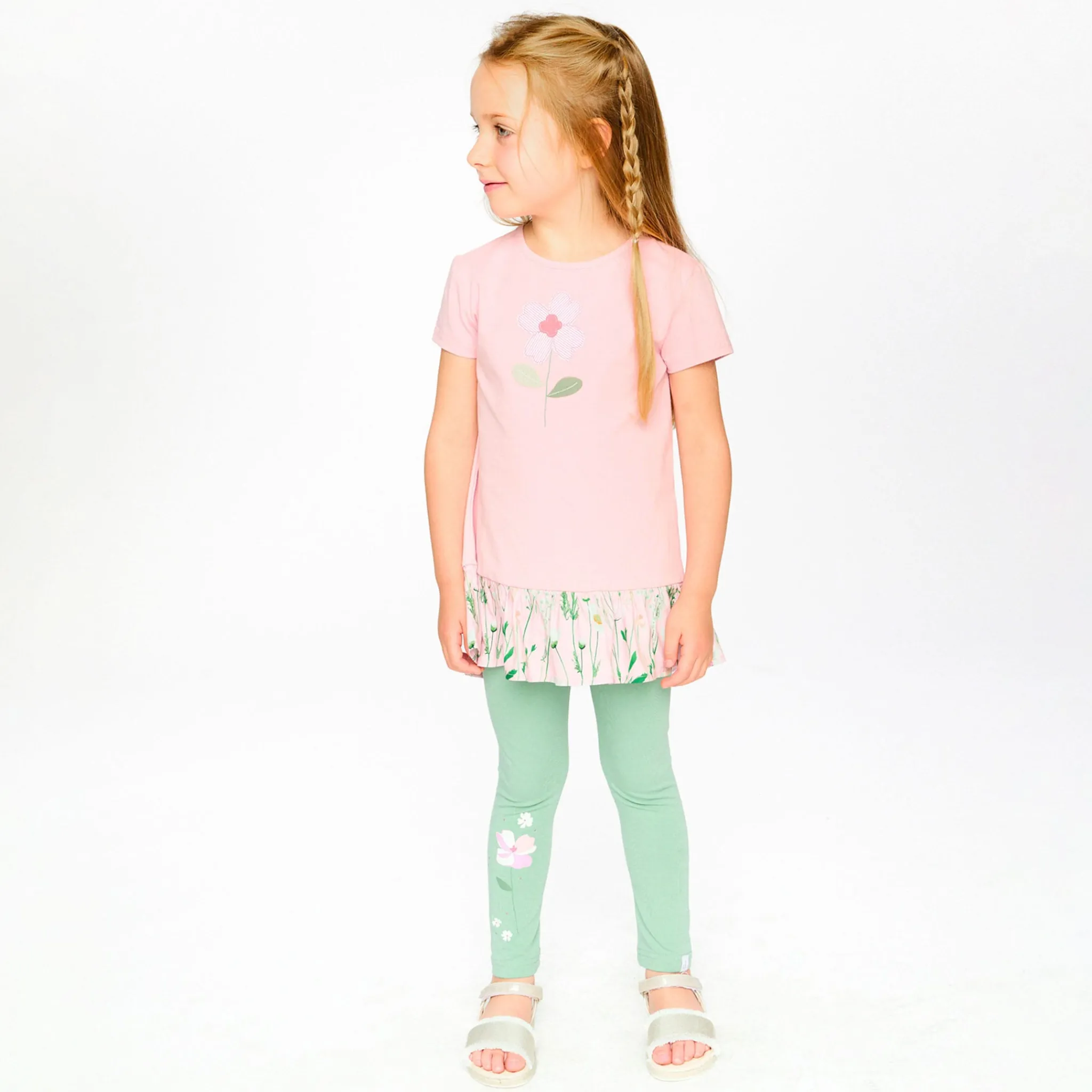 Kids Deux par Deux Straw Hat Flowers Tunic 7-10