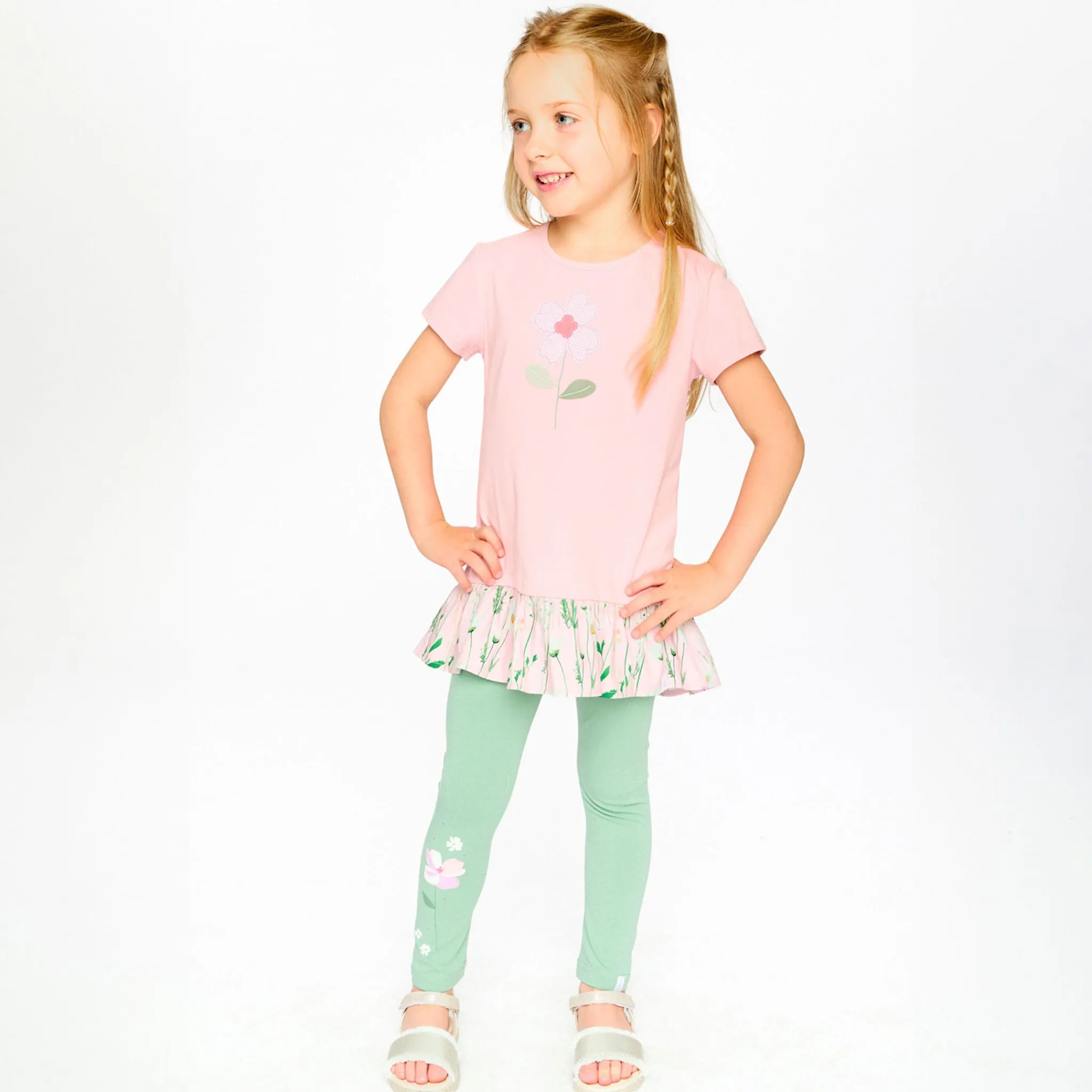 Kids Deux par Deux Straw Hat Flowers Tunic 7-10