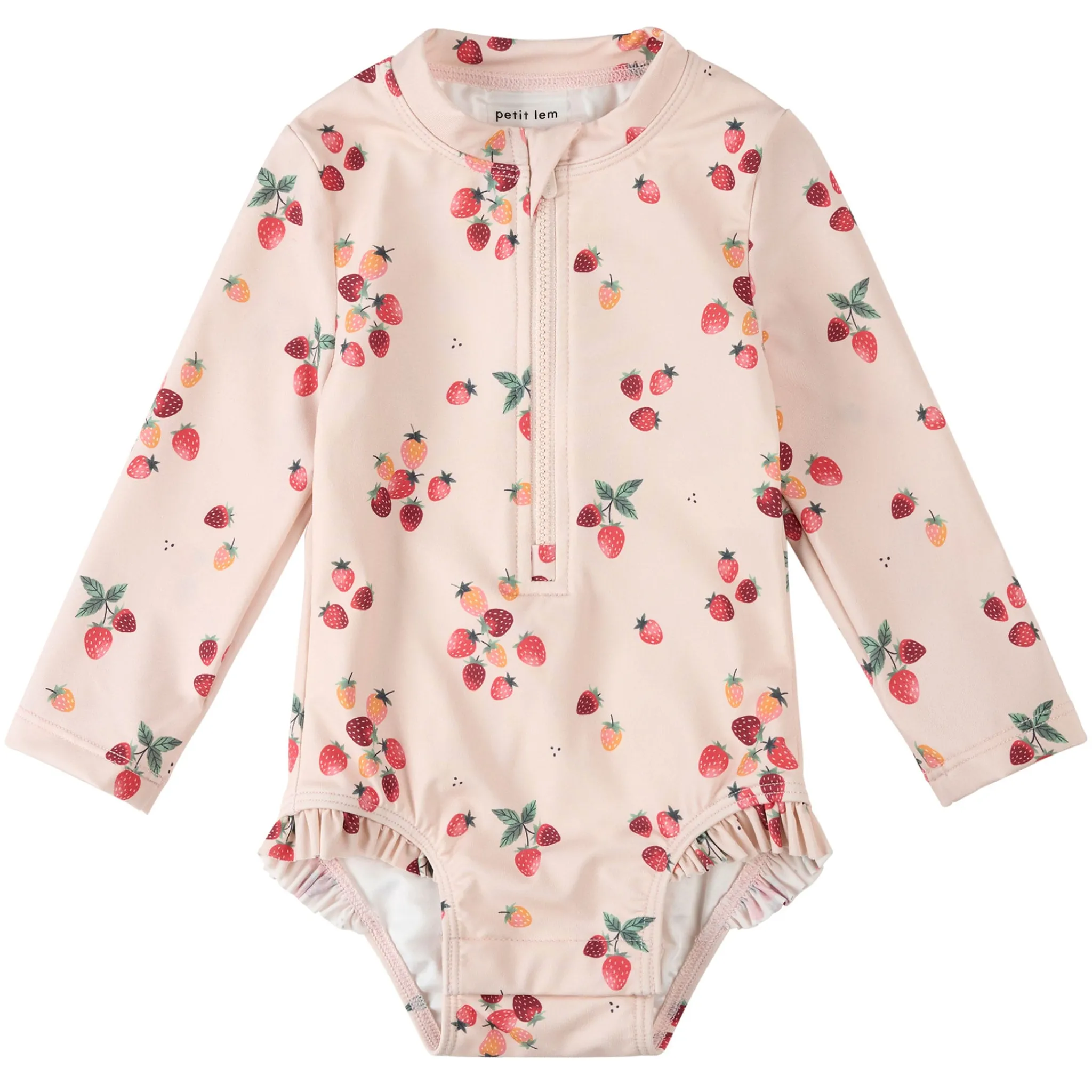 Kids Petit Lem Strawberries Long Sleeve UV Swimsuit2-6y