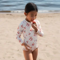 Kids Petit Lem Strawberries Long Sleeve UV Swimsuit2-6y